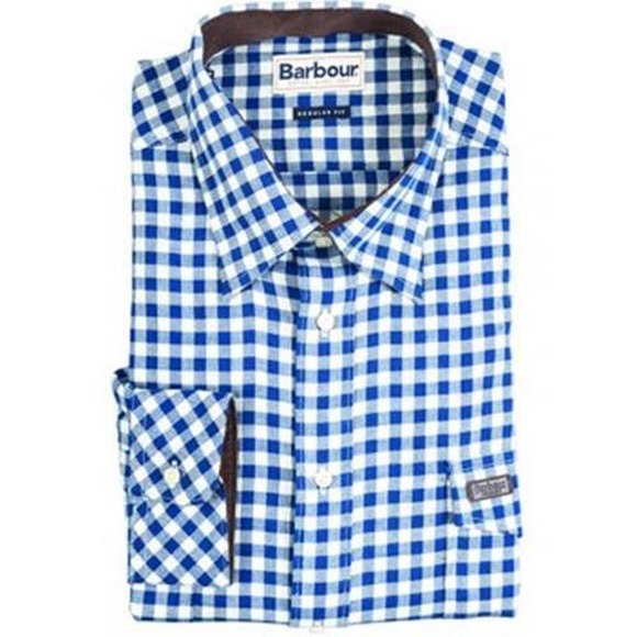 Barbour Other - Barbour Rockland Check Elbow Patch Shirt Button Front Blue Men's Large H14749